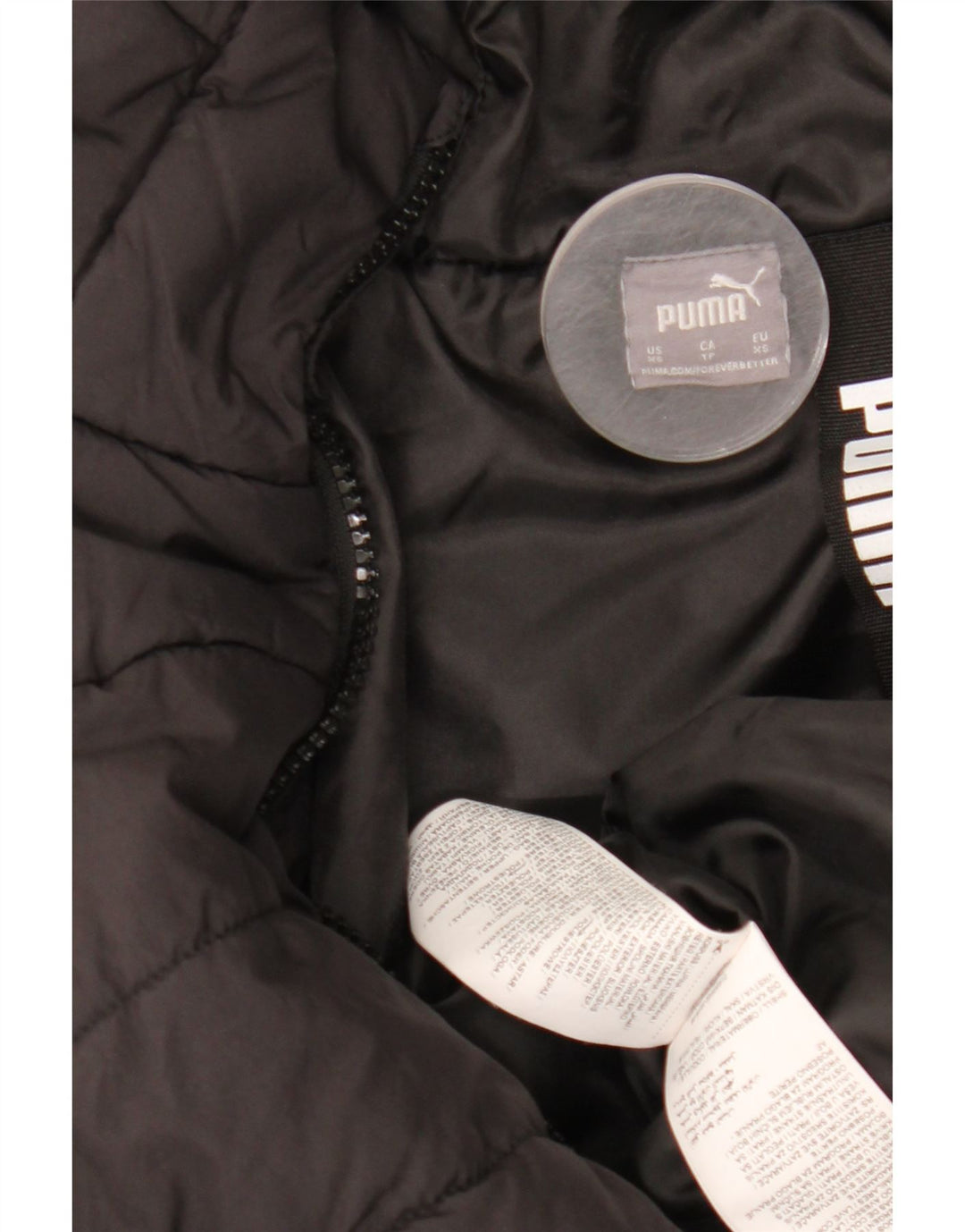 Damski ocieplany płaszcz Puma z kapturem UK 6 XS, czarny poliester