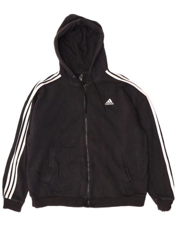 Damski sweter Adidas Loose Fit z kapturem i zamkiem błyskawicznym UK 16/18, duży, czarny, bawełniany