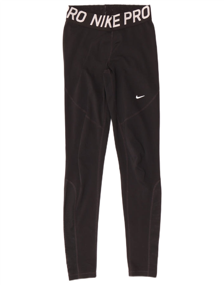 Damskie legginsy Nike Dri Fit Graphic UK 8, małe, czarne, poliestrowe