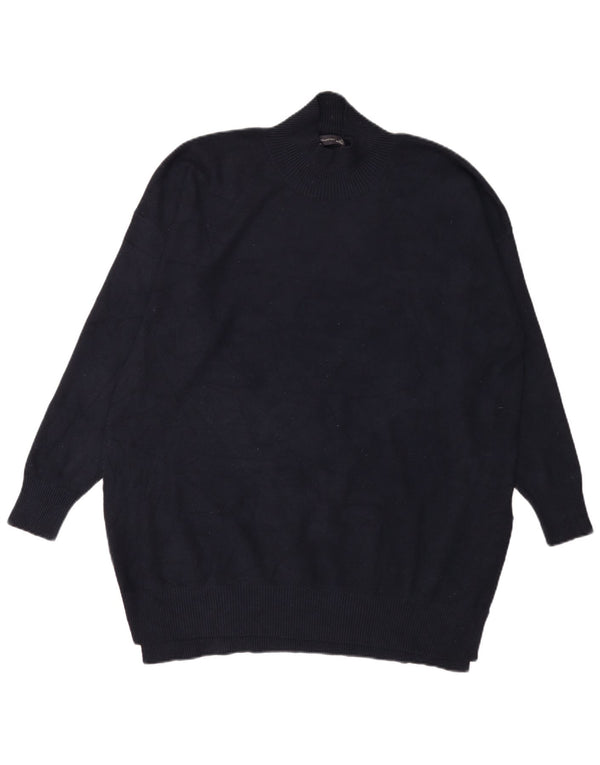 Marks & Spencer Womens Longline Turtle Neck Jumper Sweater UK 18 XL Navy Bl