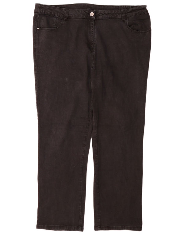M&Co Womens High Waist Straight Jeans UK 26 5XL W40 L30 Black Cotton