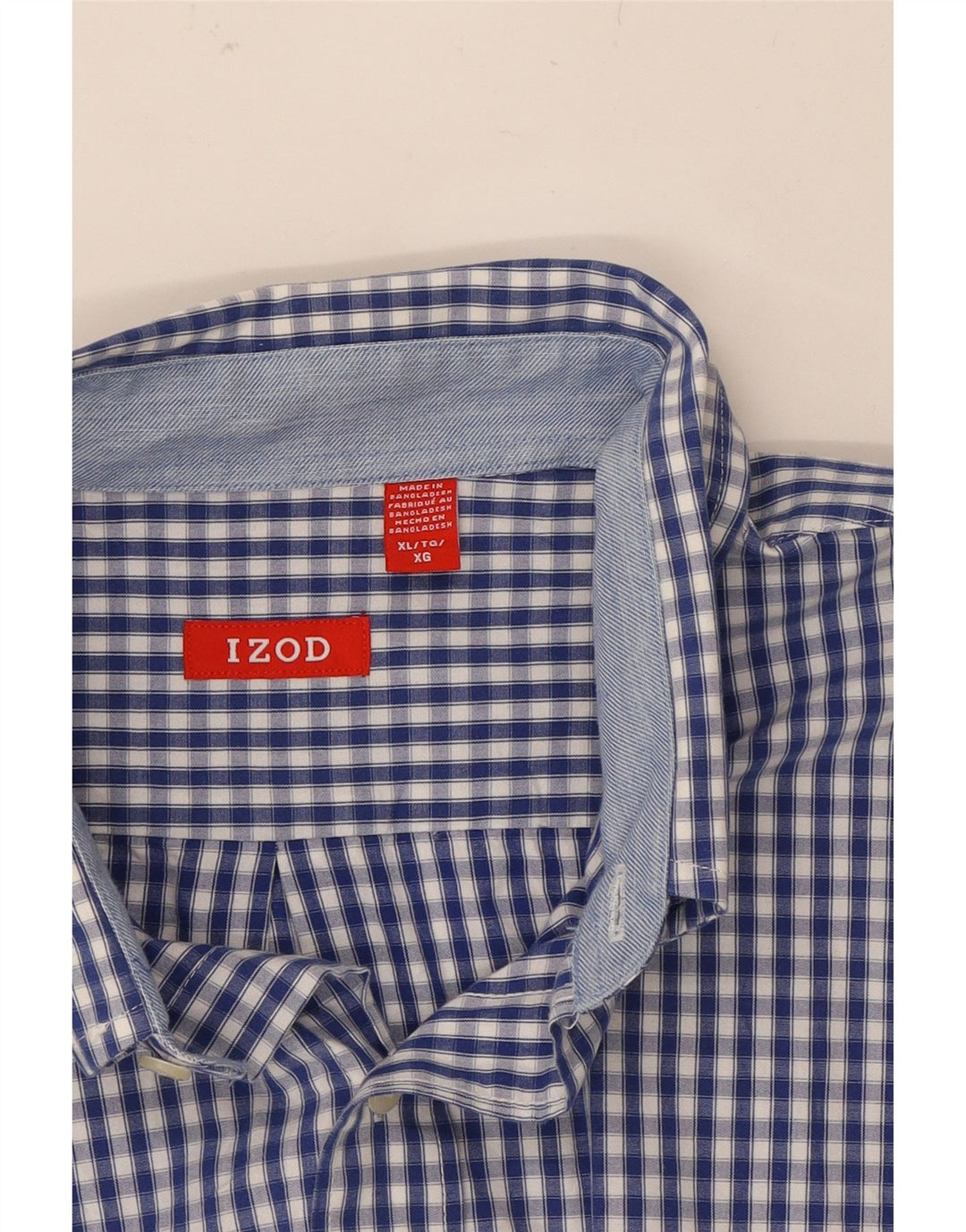 IZOD Mens Shirt XL Blue Gingham Cotton Vintage Izod and Second-Hand Izod from Messina Hembry 