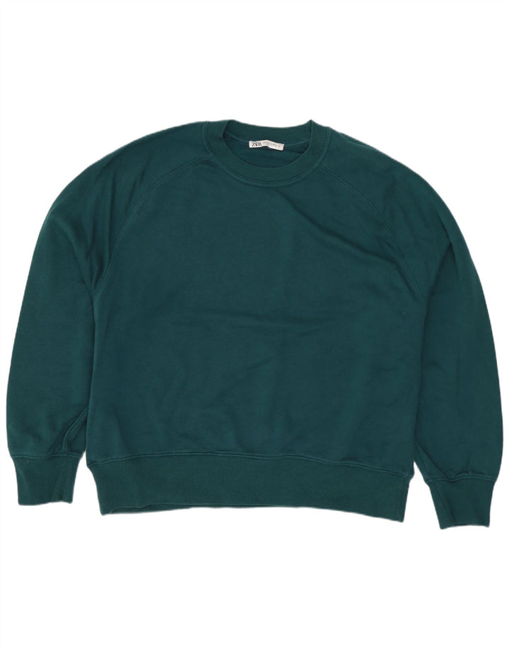 Damski sweter oversize Zara UK 14, średni zielony, bawełniany