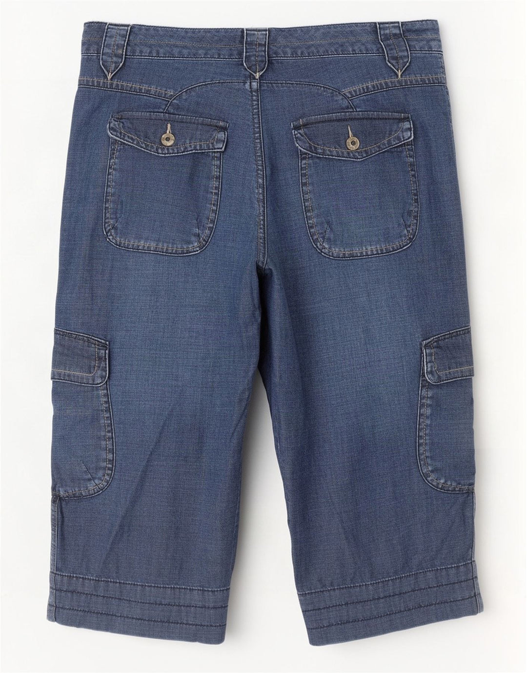 Damskie spodenki jeansowe Monsoon Cargo UK 14 Medium W34 L20 Niebieskie bawełniane