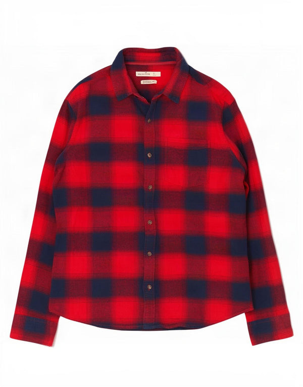 Męska koszula flanelowa Hollister XL, bawełniana w czerwoną kratę