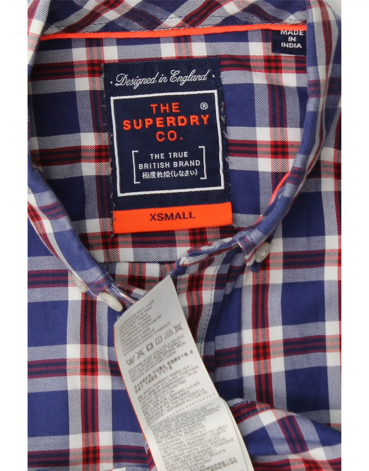 SUPERDRY Męska koszula flanelowa XS, bawełniana w granatową kratkę