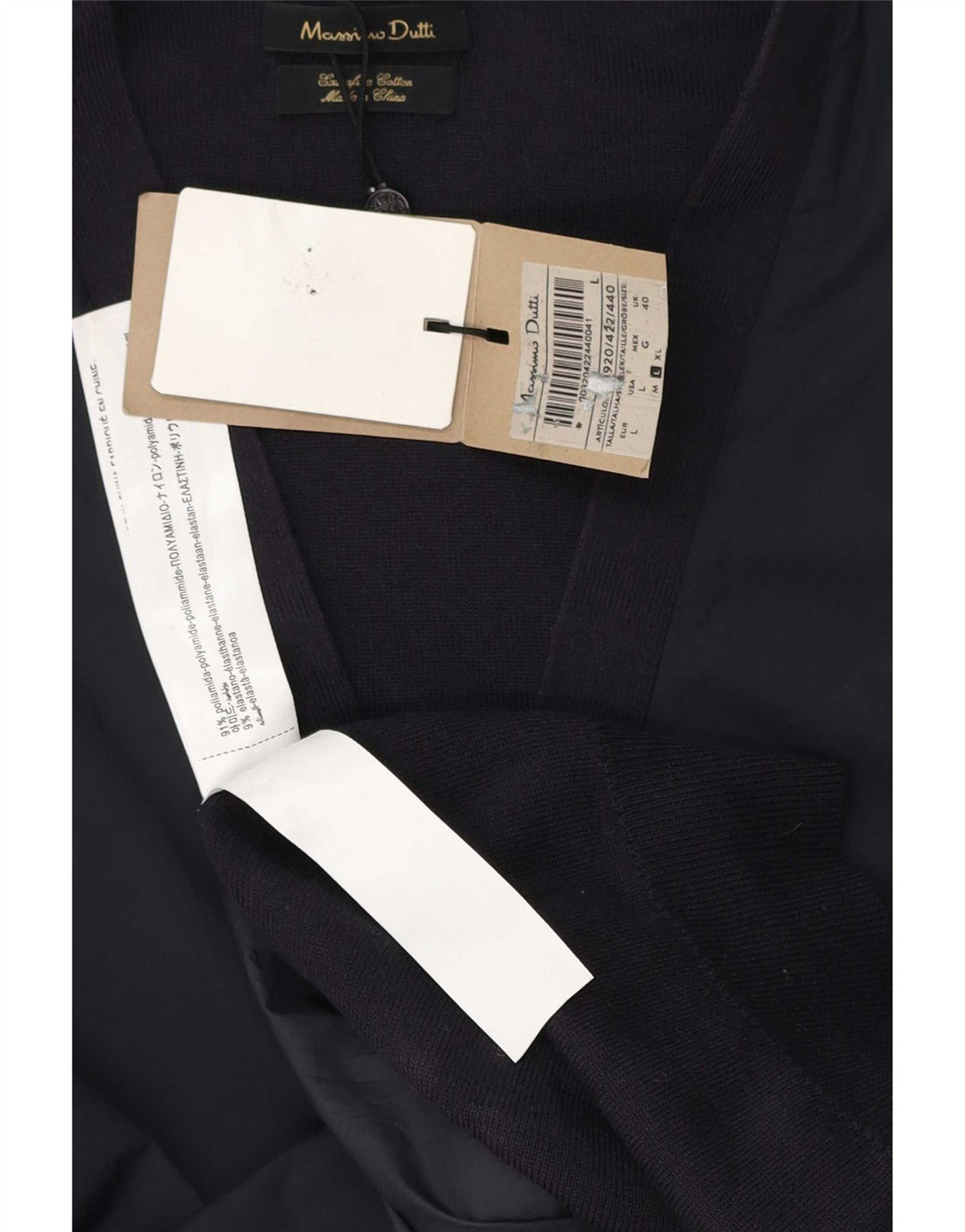 Męski sweter rozpinany Massimo Dutti o regularnym kroju, duży, granatowy, poliamid
