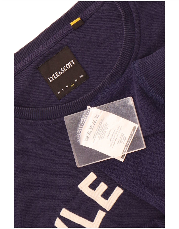 Męska bluza z grafiką Lyle & Scott, duża, granatowa, bawełniana
