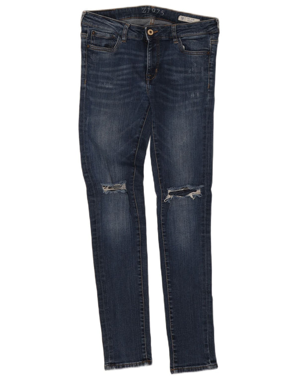 Damskie jeansy rurkowe Zara w trudnej sytuacji ze średnim stanem EU 38 Small W30 L29 niebieskie
