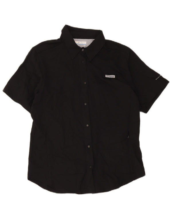 Columbia Womens Omni-Shade Short Sleeve Shirt UK 14 Medium Black Polyester