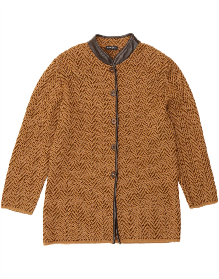 Sweter damski w stylu vintage, UK 14, średni brąz, wełna Chevron