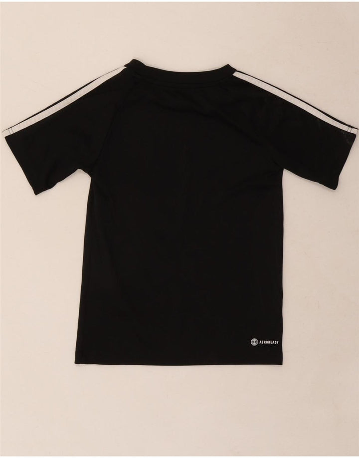 ADIDAS Boys Aeroready T-Shirt Top 7-8 Years Black Polyester