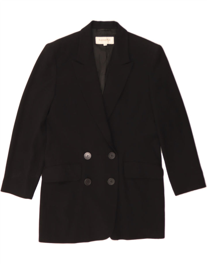 KAMANTA Womens Longline Double Breasted Blazer Jacket IT 44 Medium Black Vintage Kamanta and Second-Hand Kamanta from Messina Hembry 