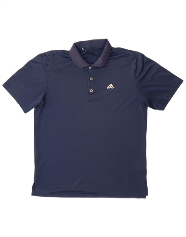 Męska koszulka polo ADIDAS, mała, granatowa, z poliestru