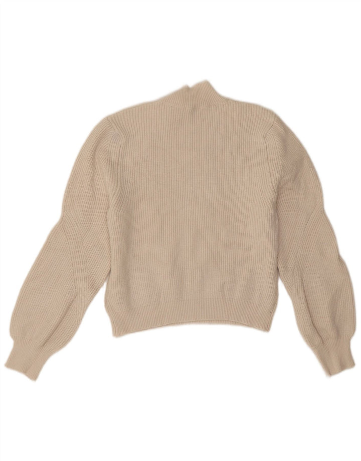 Damski sweter Zara z golfem UK 14, średni, złamanej bieli, wiskoza