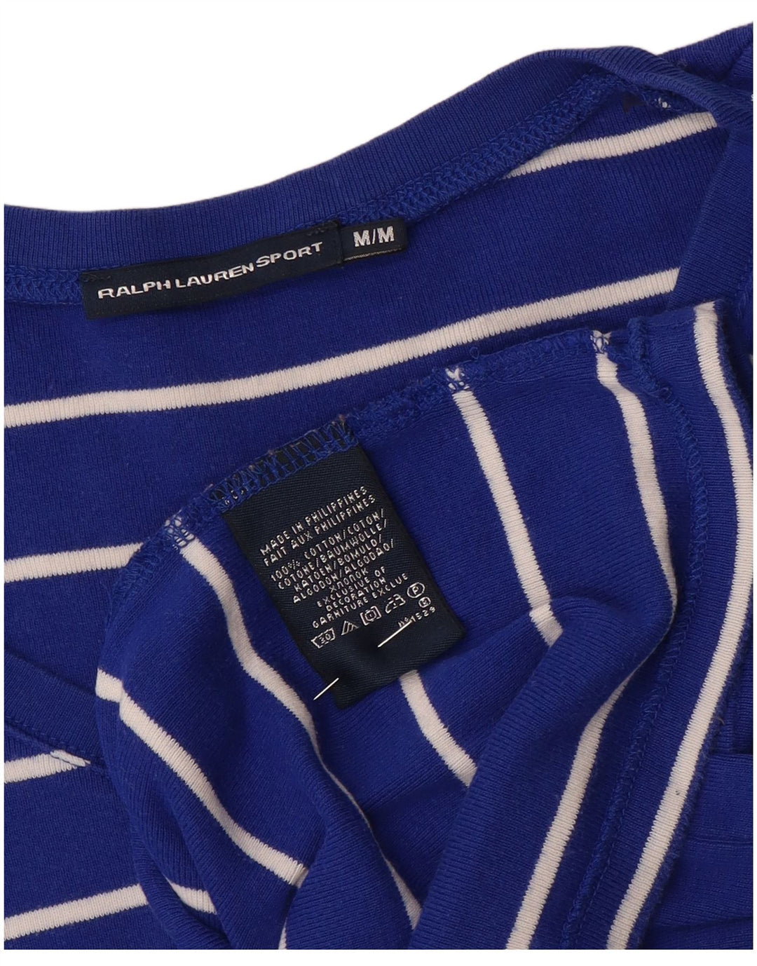 Damska koszulka Ralph Lauren Top UK 12, bawełniana w średnie niebieskie paski