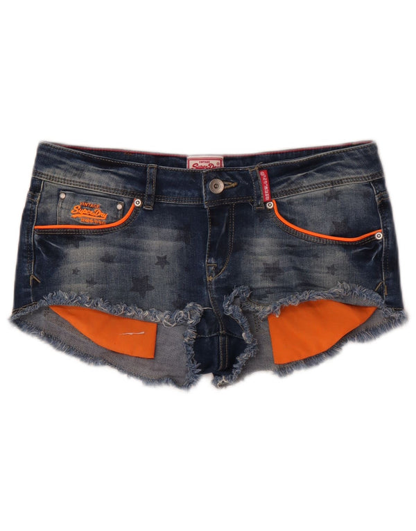 Damskie spodnie Superdry Graphic Denim Hot W28 Średni granatowy geometryczny