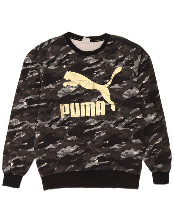 Męska bluza z grafiką Puma, sweter w średnim szarym kamuflażu