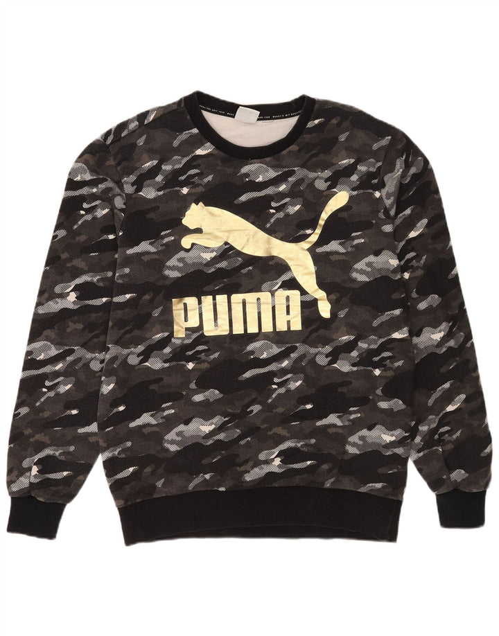 Męska bluza z grafiką Puma, sweter w średnim szarym kamuflażu