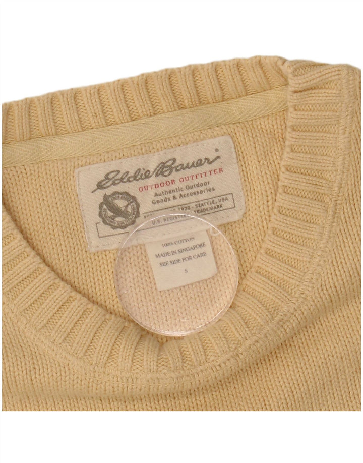 Męski sweter z okrągłym dekoltem Eddie Bauer, mały, żółty, bawełniany