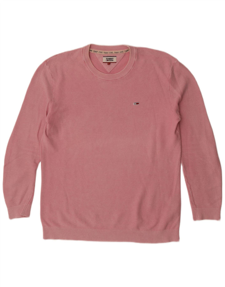 Męski sweter z okrągłym dekoltem Tommy Hilfiger, duży, różowy