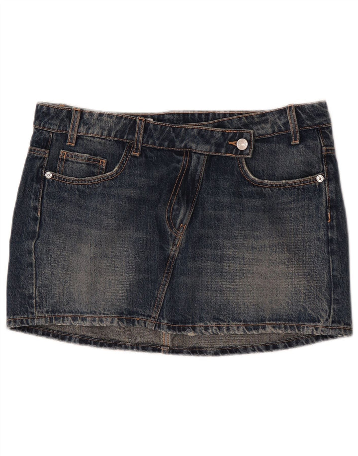 Spódnica mini jeansowa Zara damska, duża, W30, granatowa, bawełniana