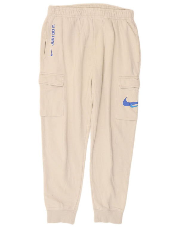 Męskie spodnie dresowe Nike Graphic Cargo Joggers, średnia biała bawełna