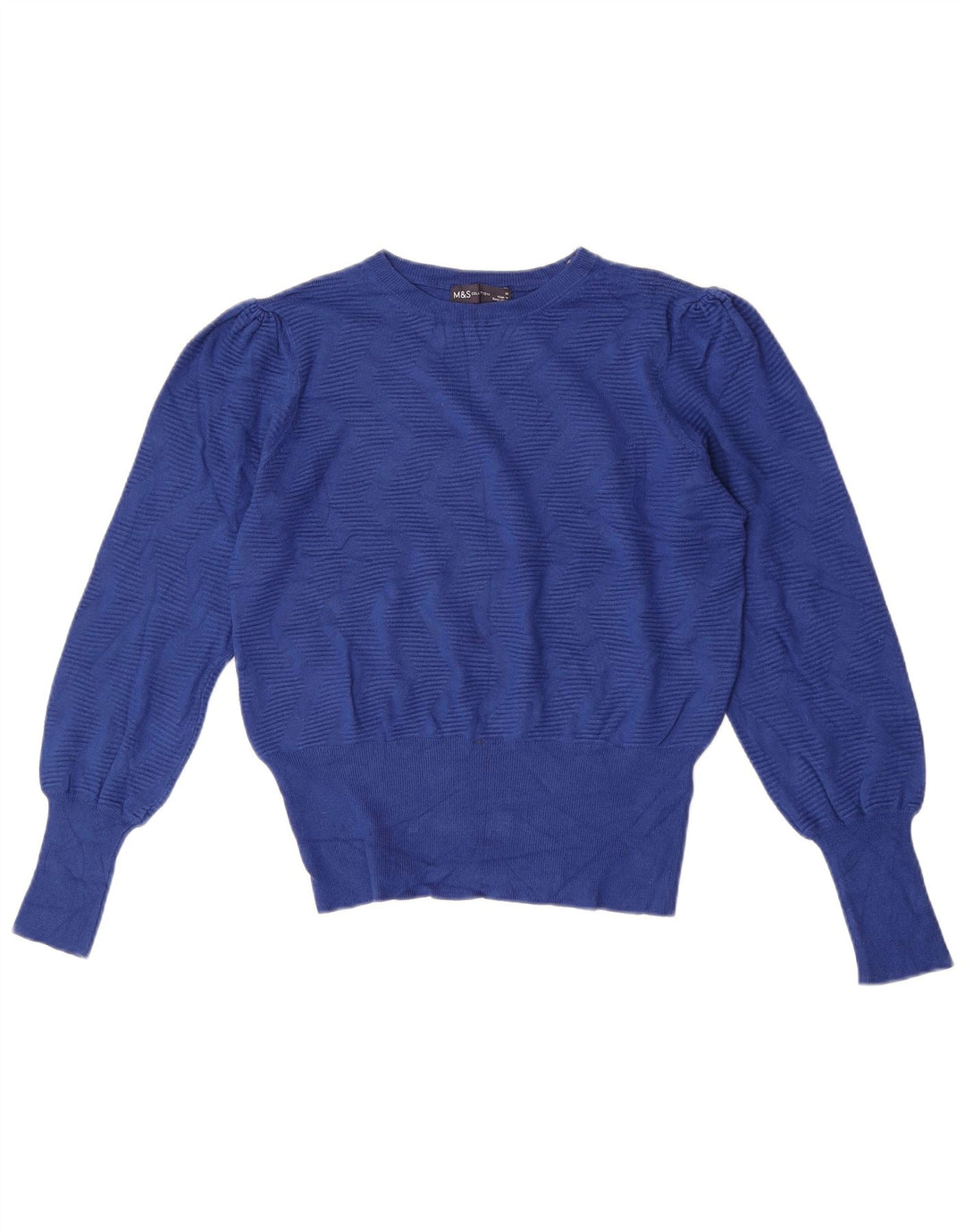 Marks & Spencer Damski sweter z okrągłym dekoltem UK 14 Średni niebieski geometryczny