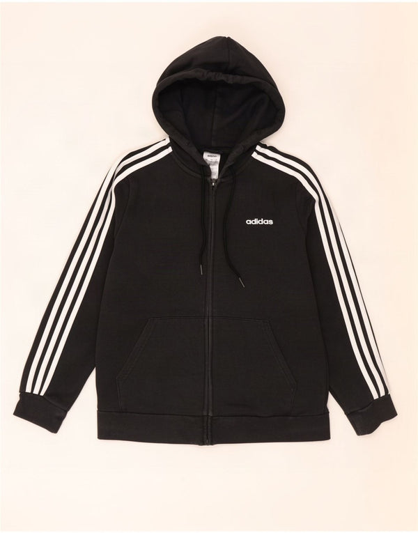 Damski sweter z kapturem i zamkiem Adidas UK 16/18, duży, czarny, bawełniany