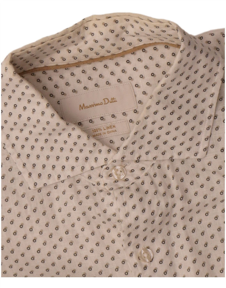 Koszula męska Massimo Dutti, lniana, średnia, biała w cętki