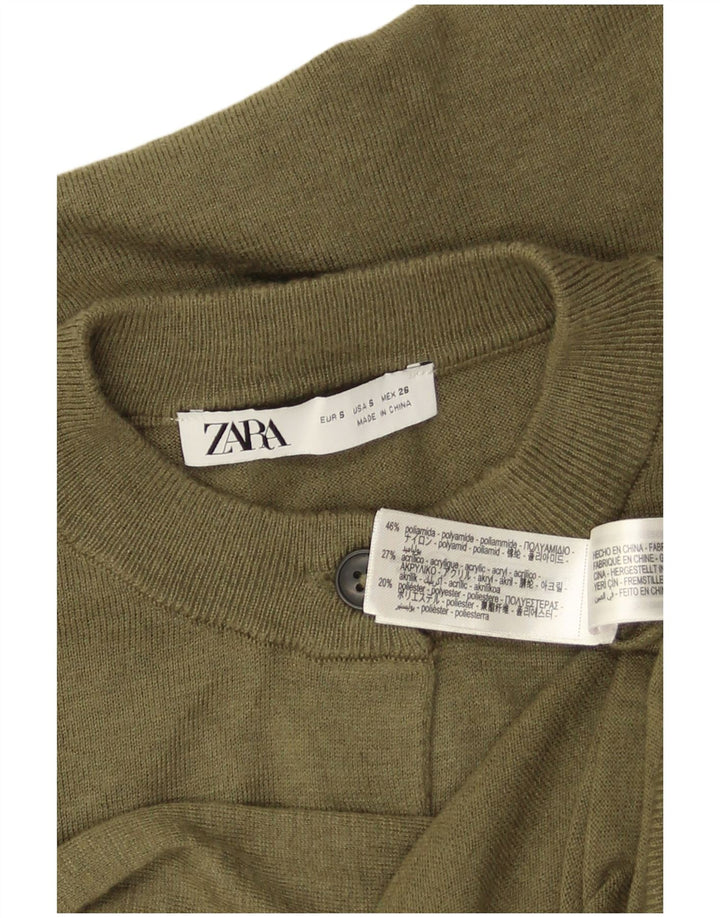 Sweter damski Zara Crop Cardigan UK 10 Small Khaki Poliamid