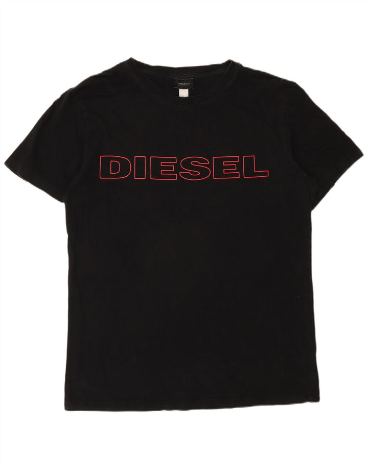 Męska koszulka z grafiką Diesel, duża, czarna, bawełniana
