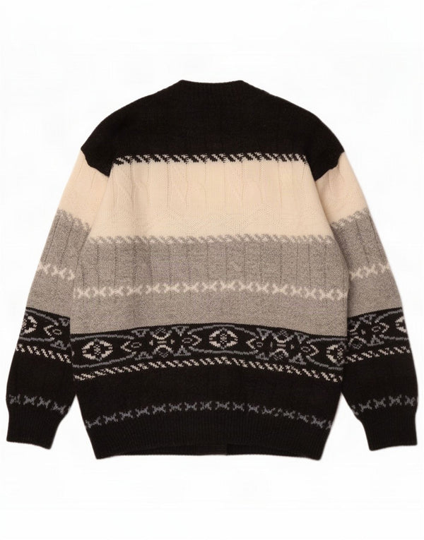 Vintage męski sweter kardigan duży granatowy Fair Isle