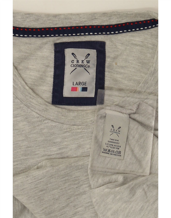 CREW CLOTHING Męski T-shirt Top, duży, szary, bawełniany