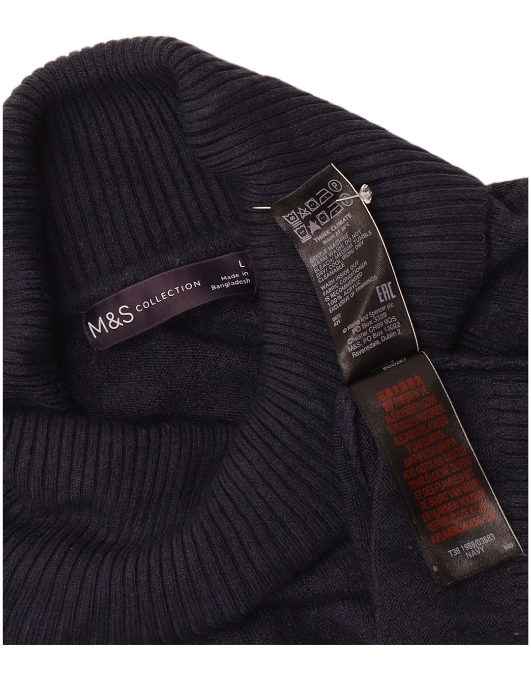 Marks & Spencer Damski sweter z golfem UK 16, duży, granatowy