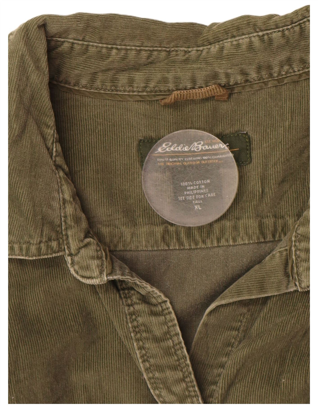 Wysoka sztruksowa koszula damska EDDIE BAUER UK 18 XL, zielona bawełna