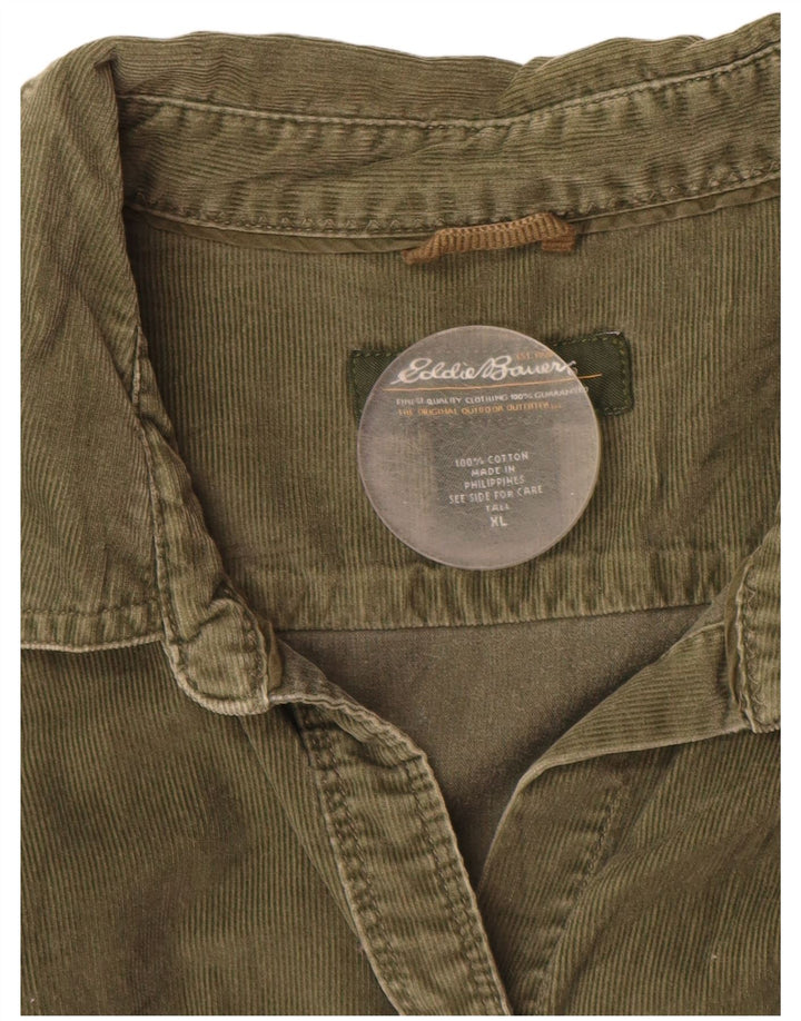 Wysoka sztruksowa koszula damska EDDIE BAUER UK 18 XL, zielona bawełna