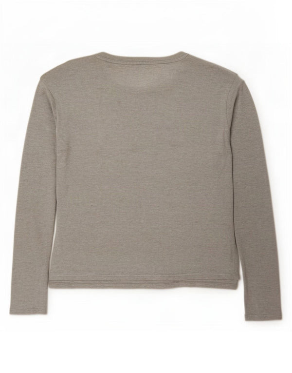 Zara Womens Top Long Sleeve UK 14 Medium Grey Flecked Lyocell