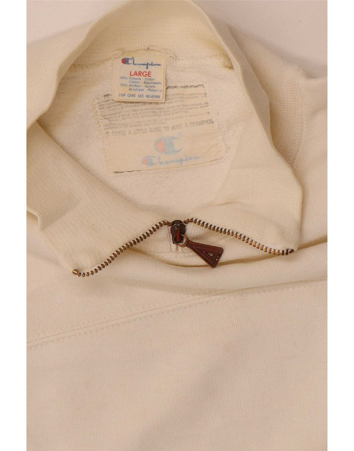 Męski sweter męski Champion z zamkiem błyskawicznym, duży, z białej bawełny