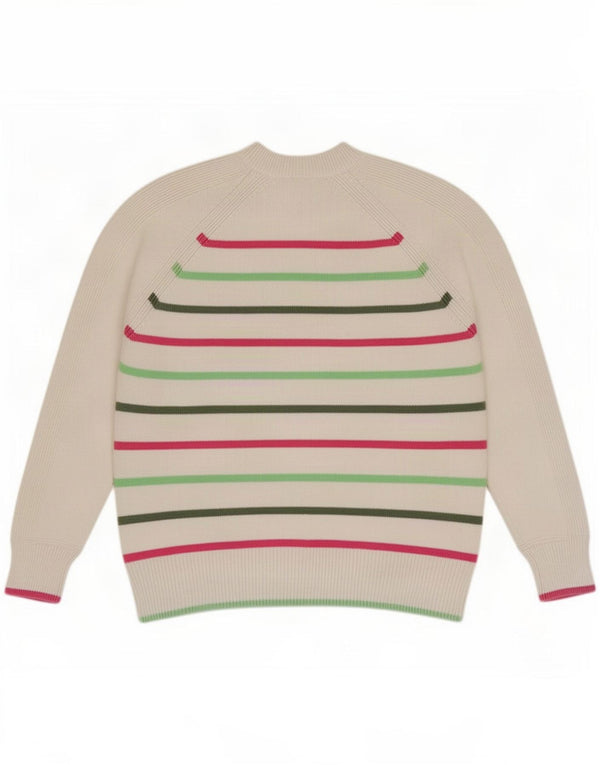 Marks & Spencer Damski sweter z okrągłym dekoltem, UK 14, średnie białe paski
