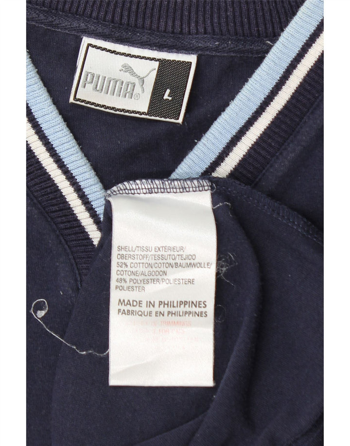 Męski T-shirt z grafiką PUMA, duży, granatowy, bawełniany