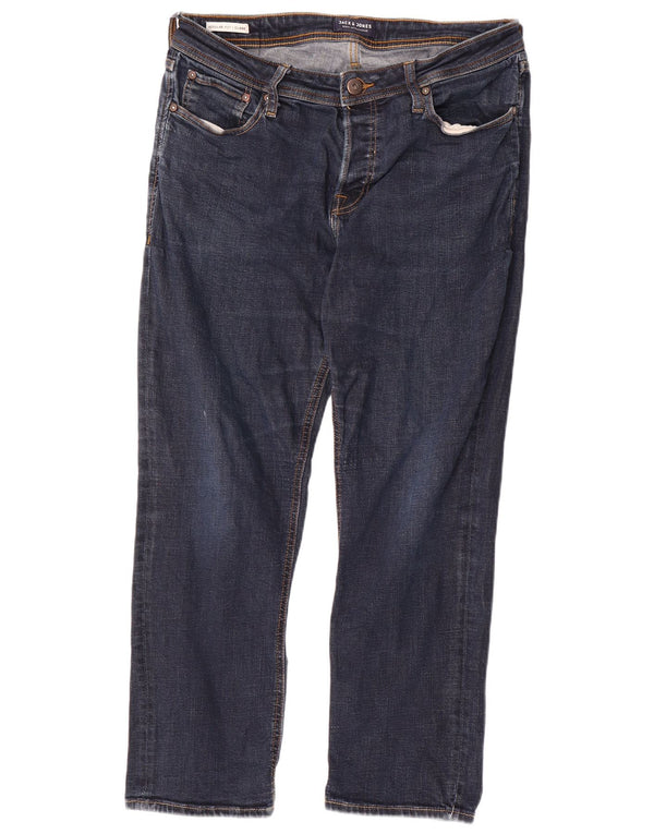 Męskie jeansy JACK & JONES Clark o regularnym kroju W34 L30, niebieska bawełna