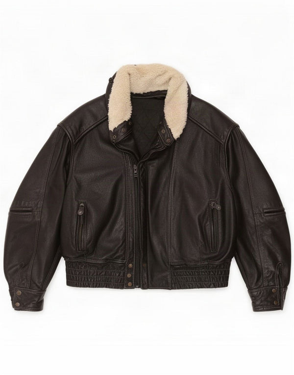 Męska kurtka skórzana w stylu vintage UK 42 XL w kolorze czarnym