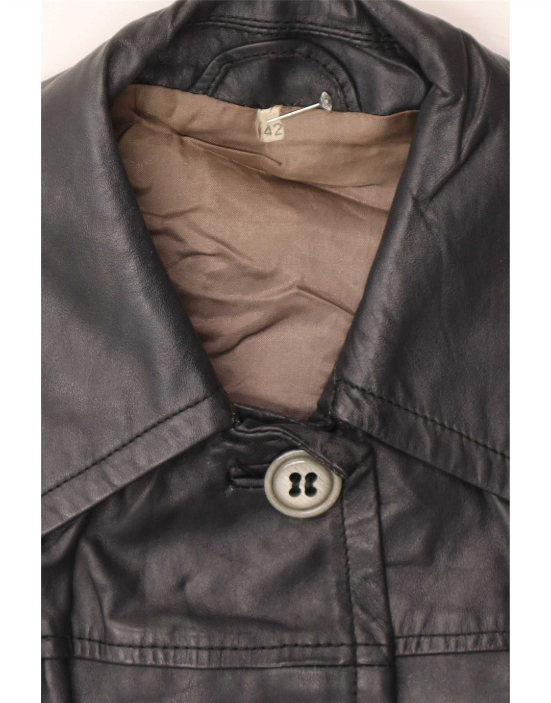 Vintage damski płaszcz skórzany IT 42 Medium Black