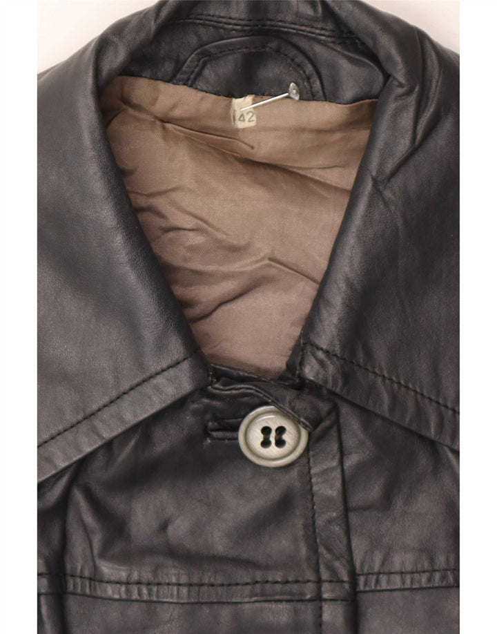Vintage damski płaszcz skórzany IT 42 Medium Black
