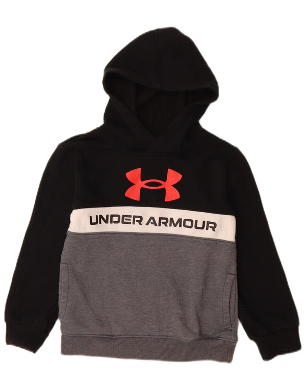 UNDER ARMOUR Chłopięcy sweter z kapturem i grafiką, 6-7 lat, bawełniany, w kolorze czarnym