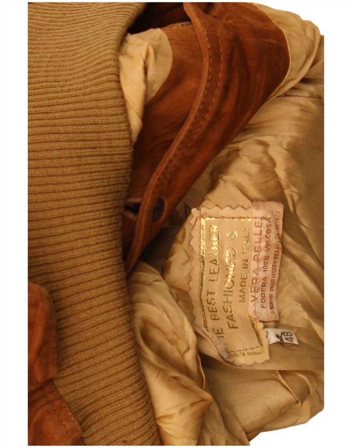 Vintage damska zamszowa kurtka bomber IT 48 XL brązowa skóra