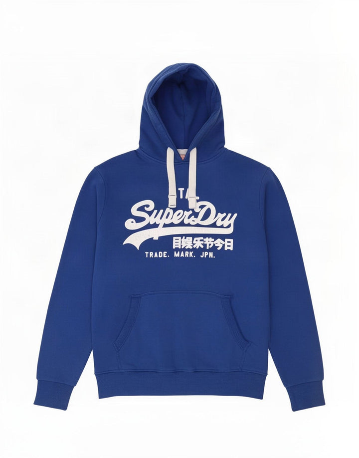 Męski sweter z kapturem Superdry z grafiką, mały, niebieski, bawełniany