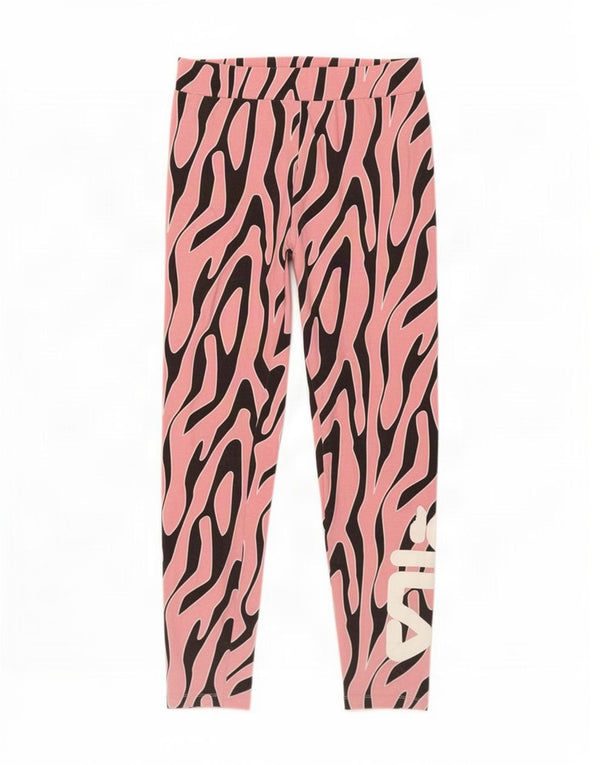 Damskie legginsy Fila Graphic UK 8, małe, różowe, bawełniane z nadrukiem zwierzęcym