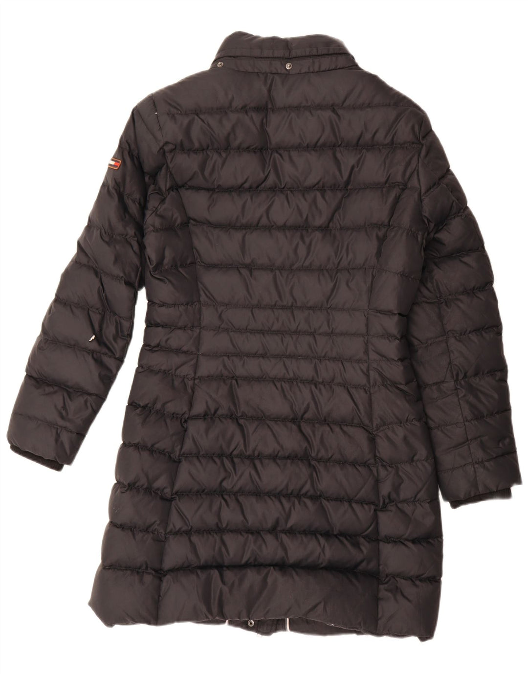 Damski ocieplany płaszcz Tommy Hilfiger UK 16, duży, czarny poliester